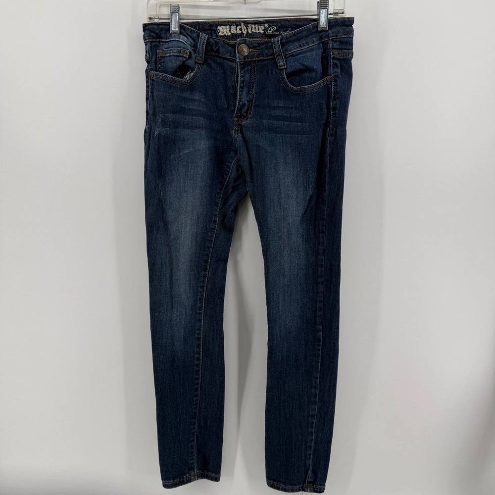 Machine Jeans Skinny Women 7 Stretch Cotton Spandex Blue Solid Denim